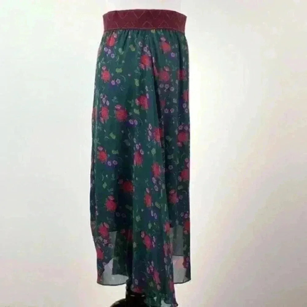 Lularoe Lola skirt M 8-10 chiffon floral high/lo - Picture 4 of 9